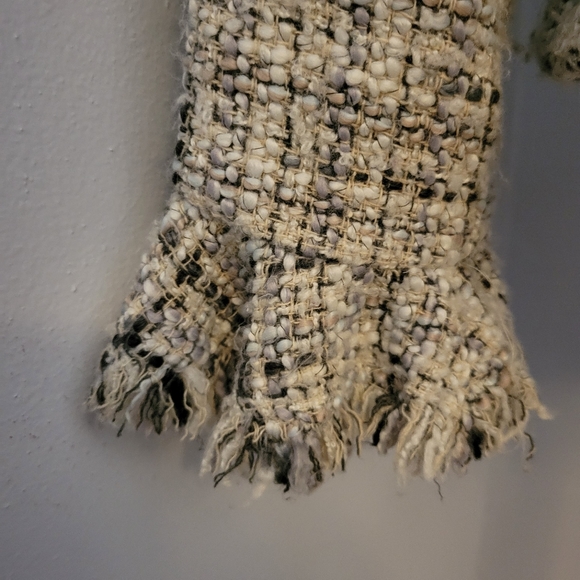 Anne Fontaine Jacket Tweed Fringe Glam Ruffle Cuff Sunny Afghan - Picture 5 of 16
